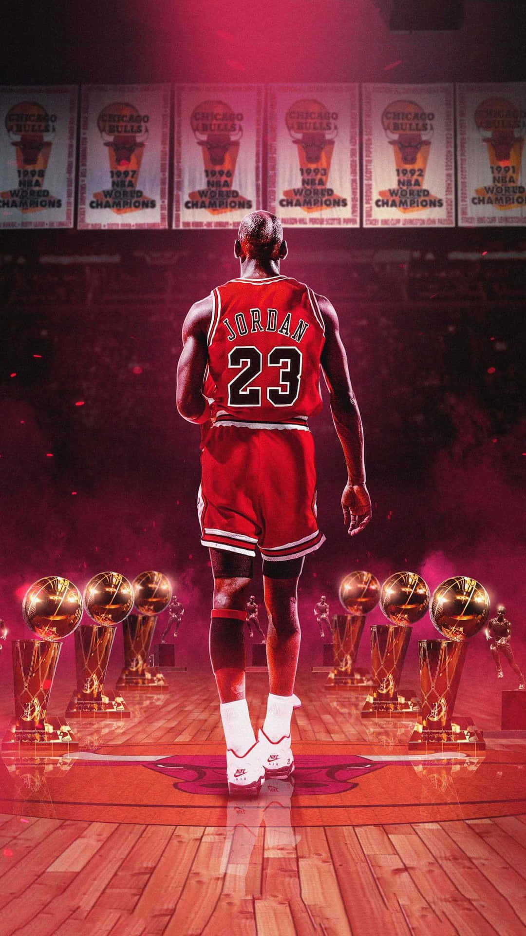 Fångaögonblicket Med Michael Jordans Iphone. Wallpaper