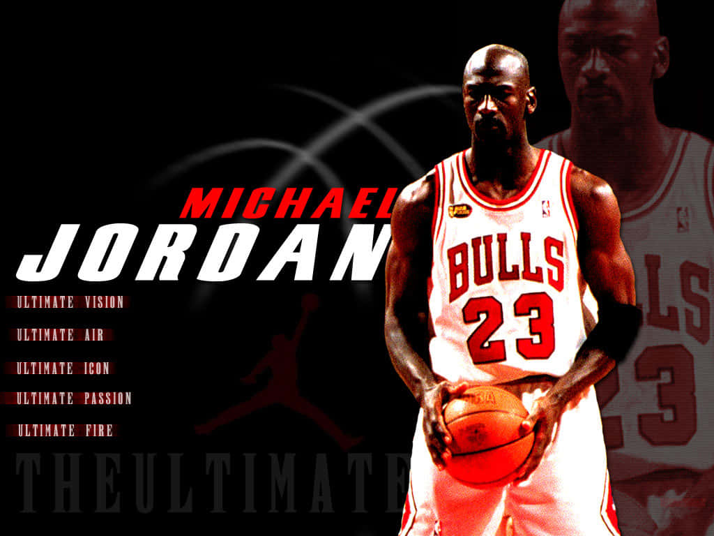 Iconadei Chicago Bulls Michael Jordan Con La Sua Maglia Numero 23 Con Firma Sfondo