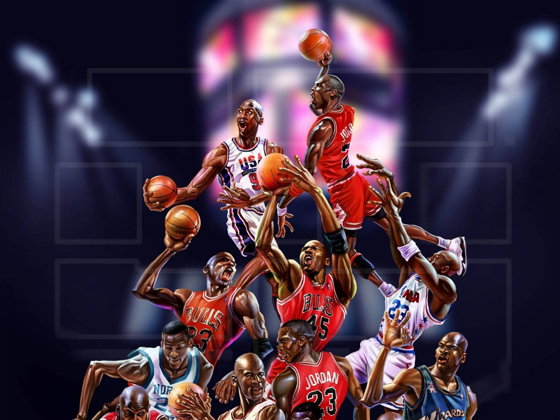 Michael Jordan dunking during a game with the Chicago Bulls. Wallpaper