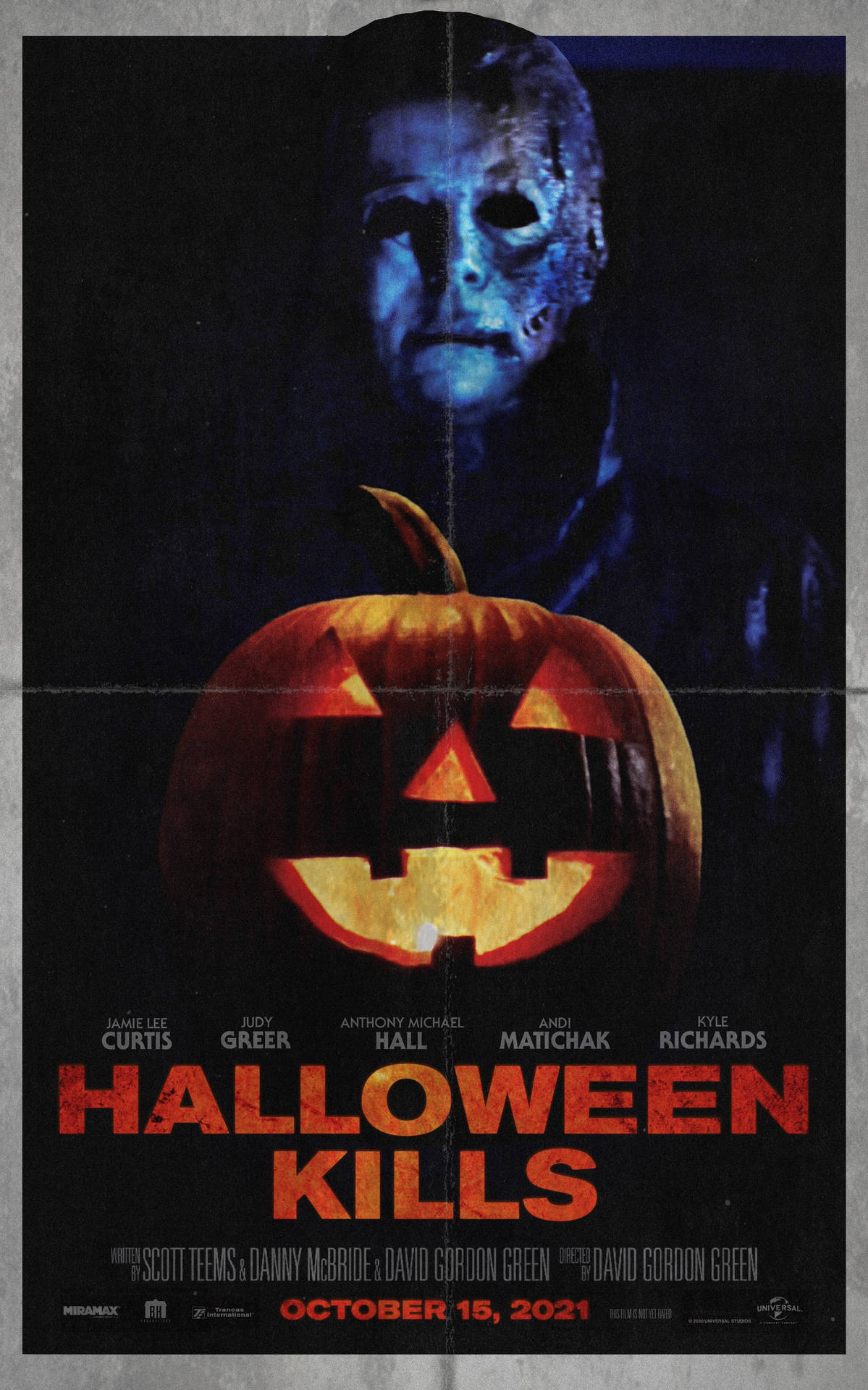 Tapetför Dator Eller Mobiltelefon: Halloween Kills Poster Med Michael Myers Wallpaper