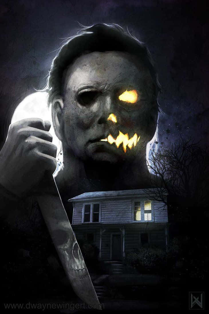 Michael Myers Phone House And Knife Wallpaper