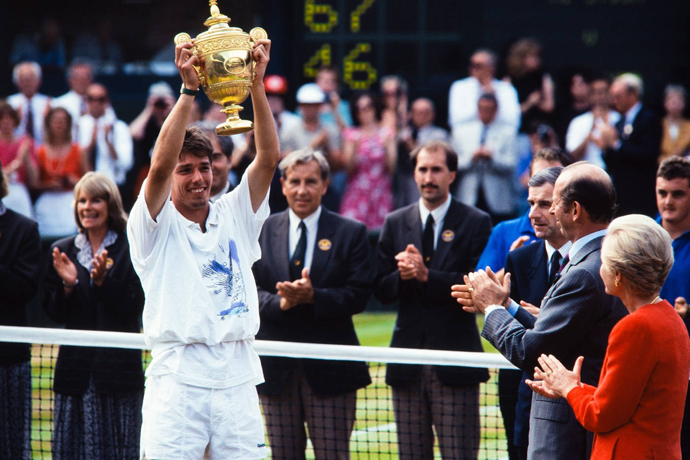 Michael Stich Holding Trophy Over Head Wallpaper