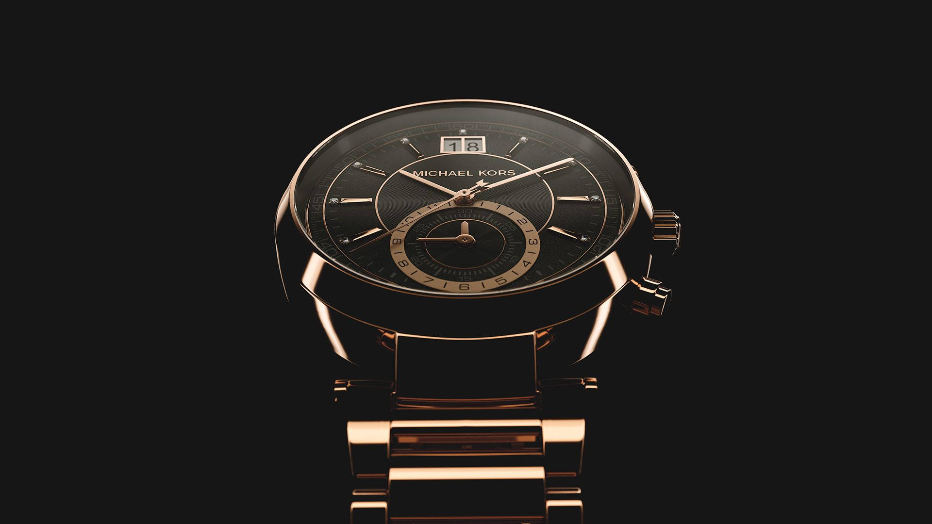 Michale Kors Fancy Black Gold Watch