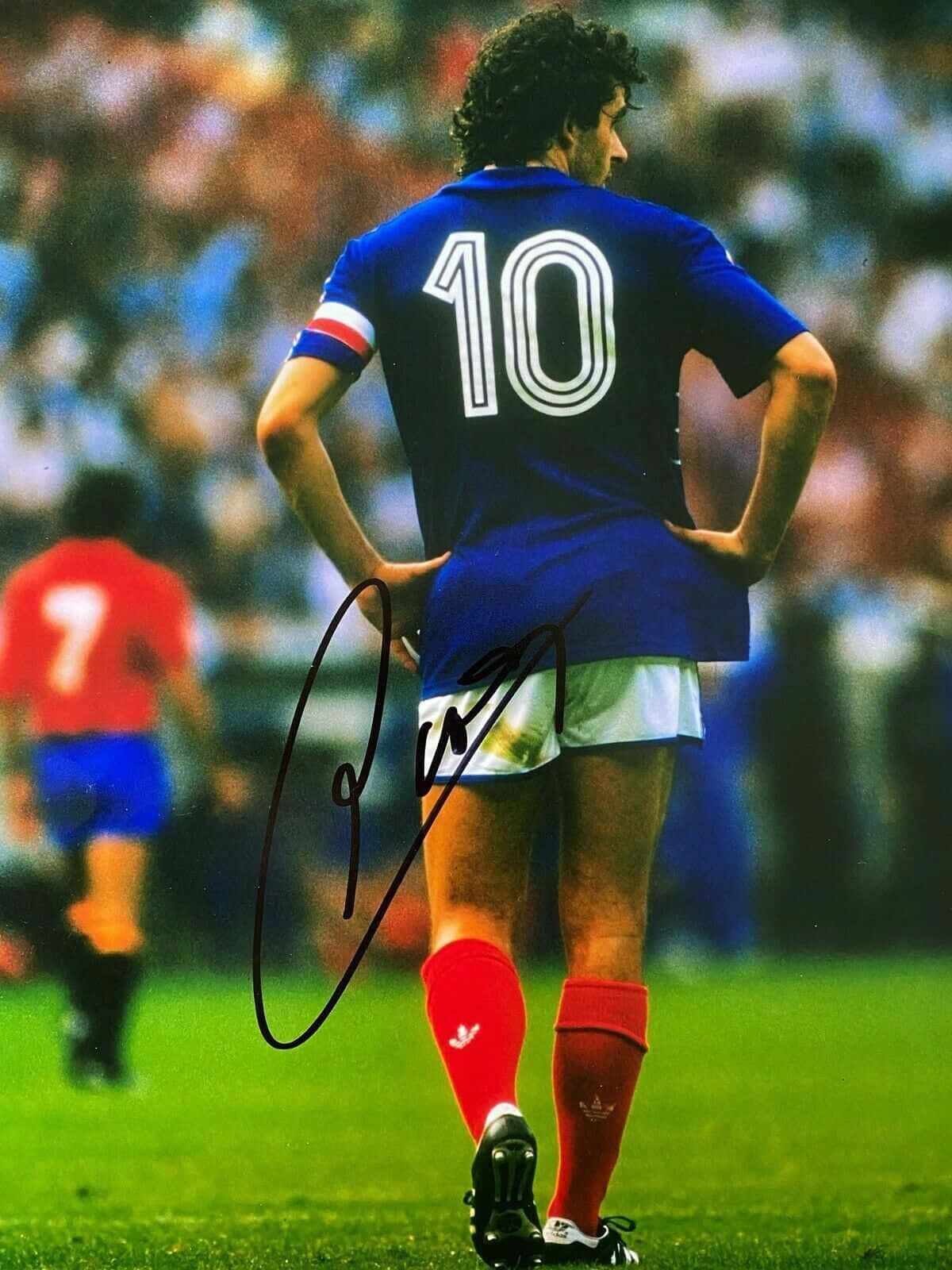 Michel Platini 10 Fodbold Autograferet Fotografi Tapet Wallpaper