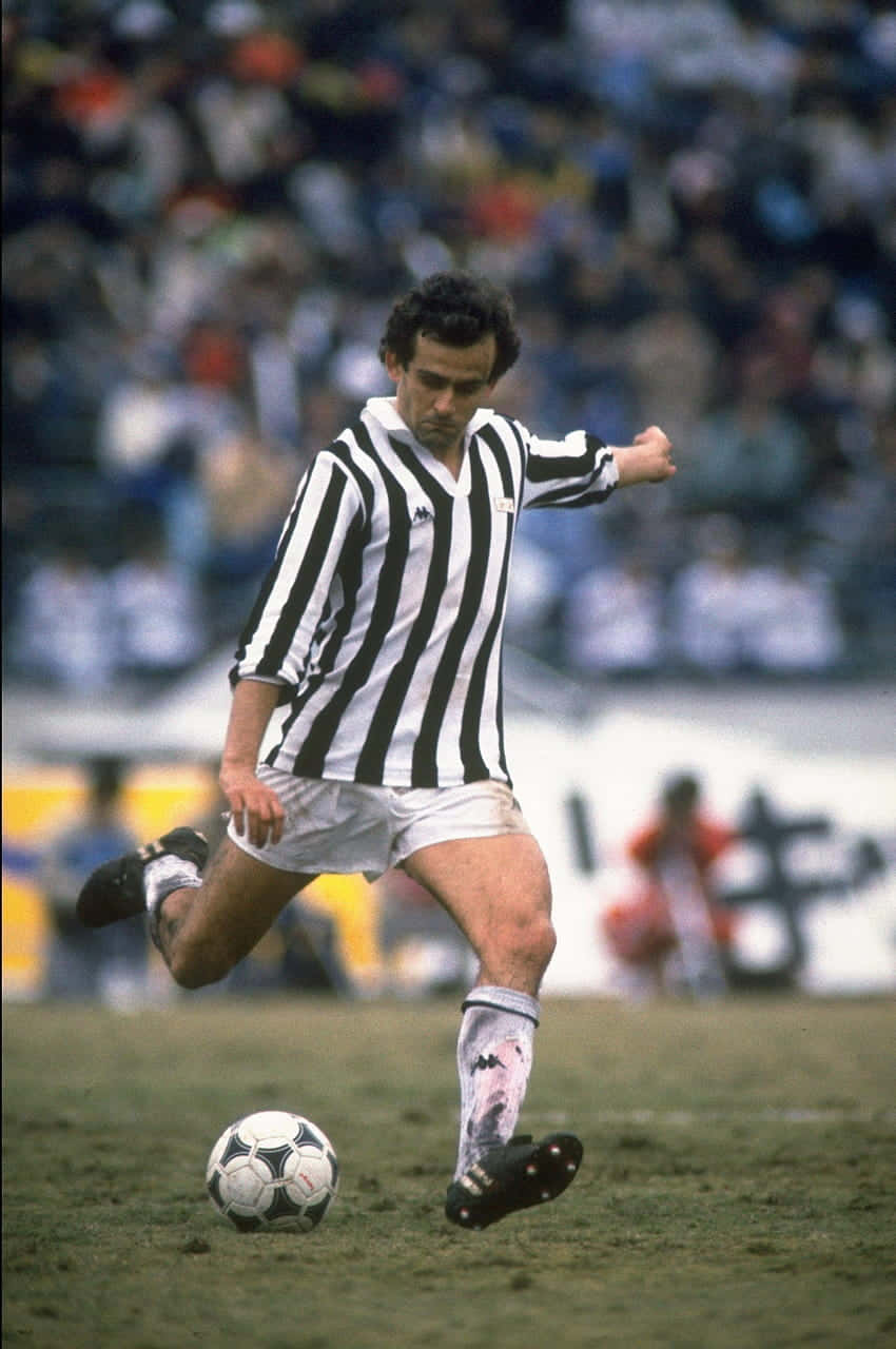 Michel Platini Football Kick Vintage Photography Wallpaper