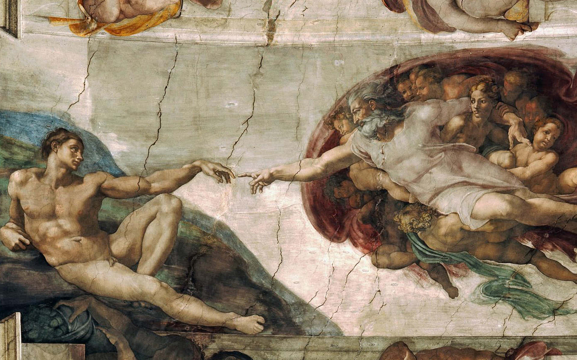 Dieerschaffung Adams Michelangelo Wallpaper