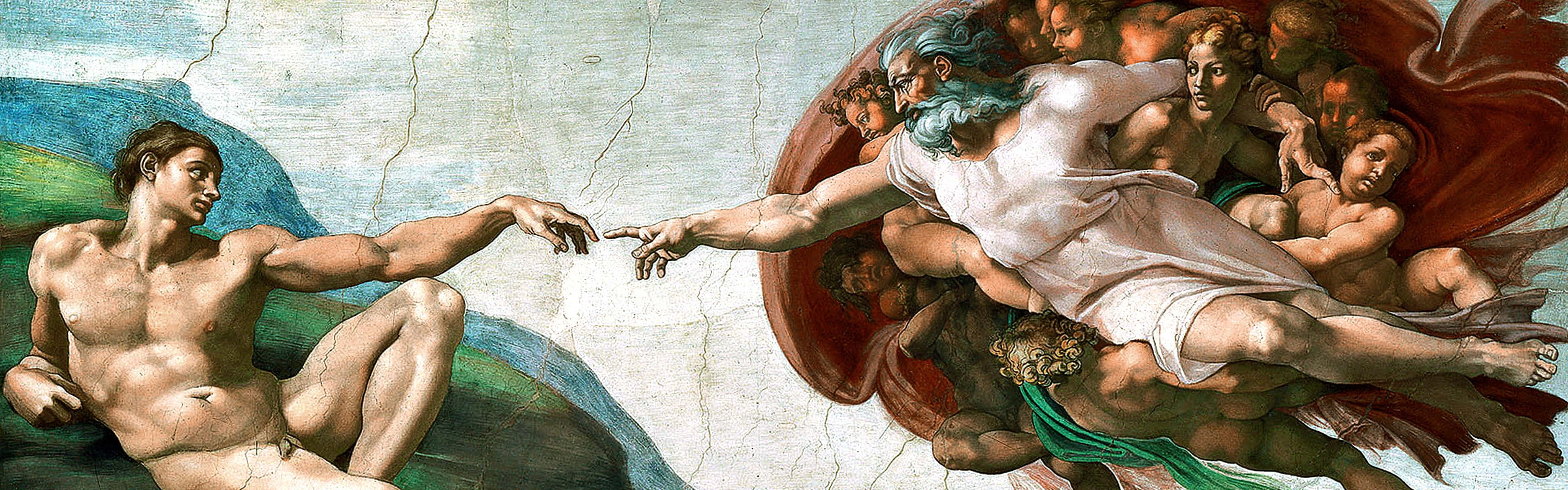 Michelangelo maleriet Skabelsen af Adam. Wallpaper