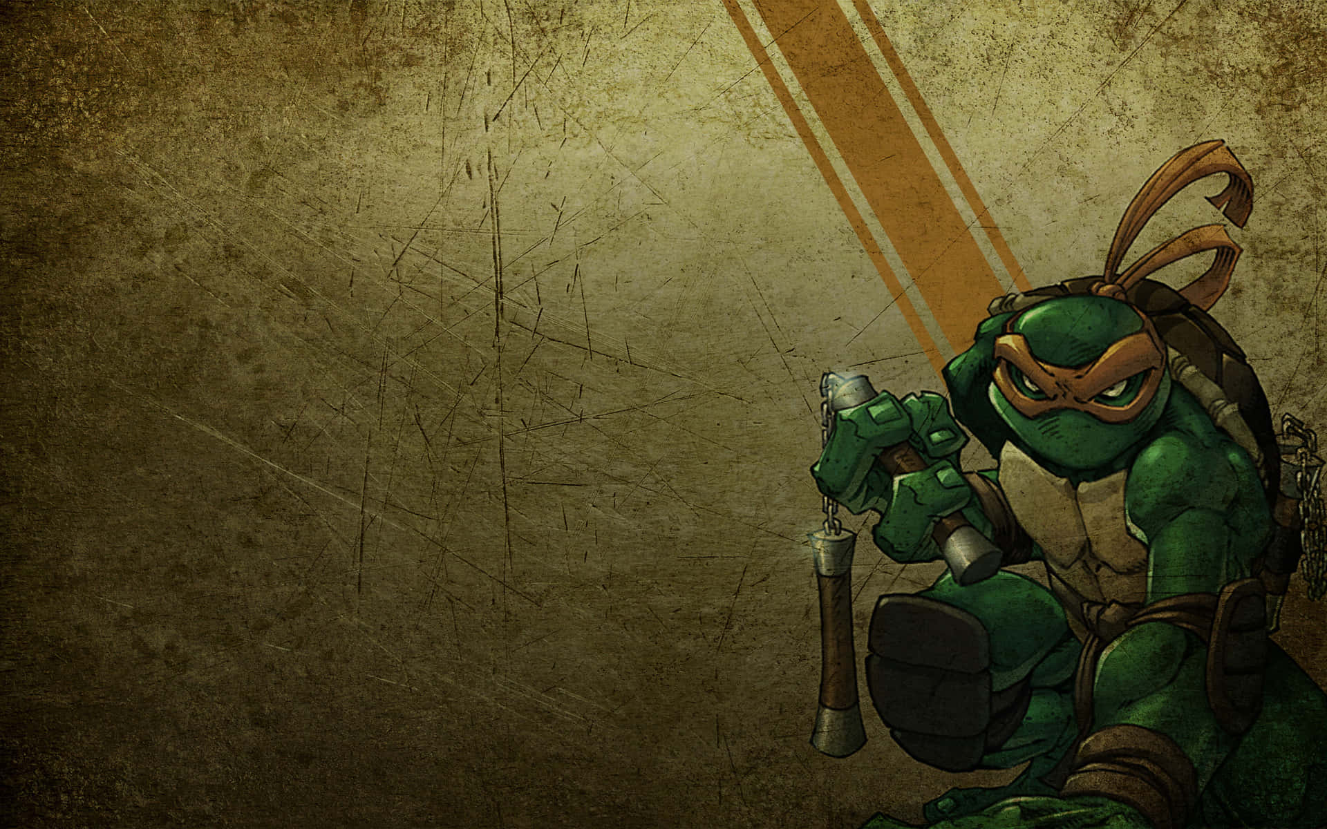 Ninja Turtle Michelangelo Kneeling Wallpaper