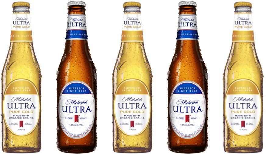 Michelob Ultra Pure Gold Beer Bottles PNG