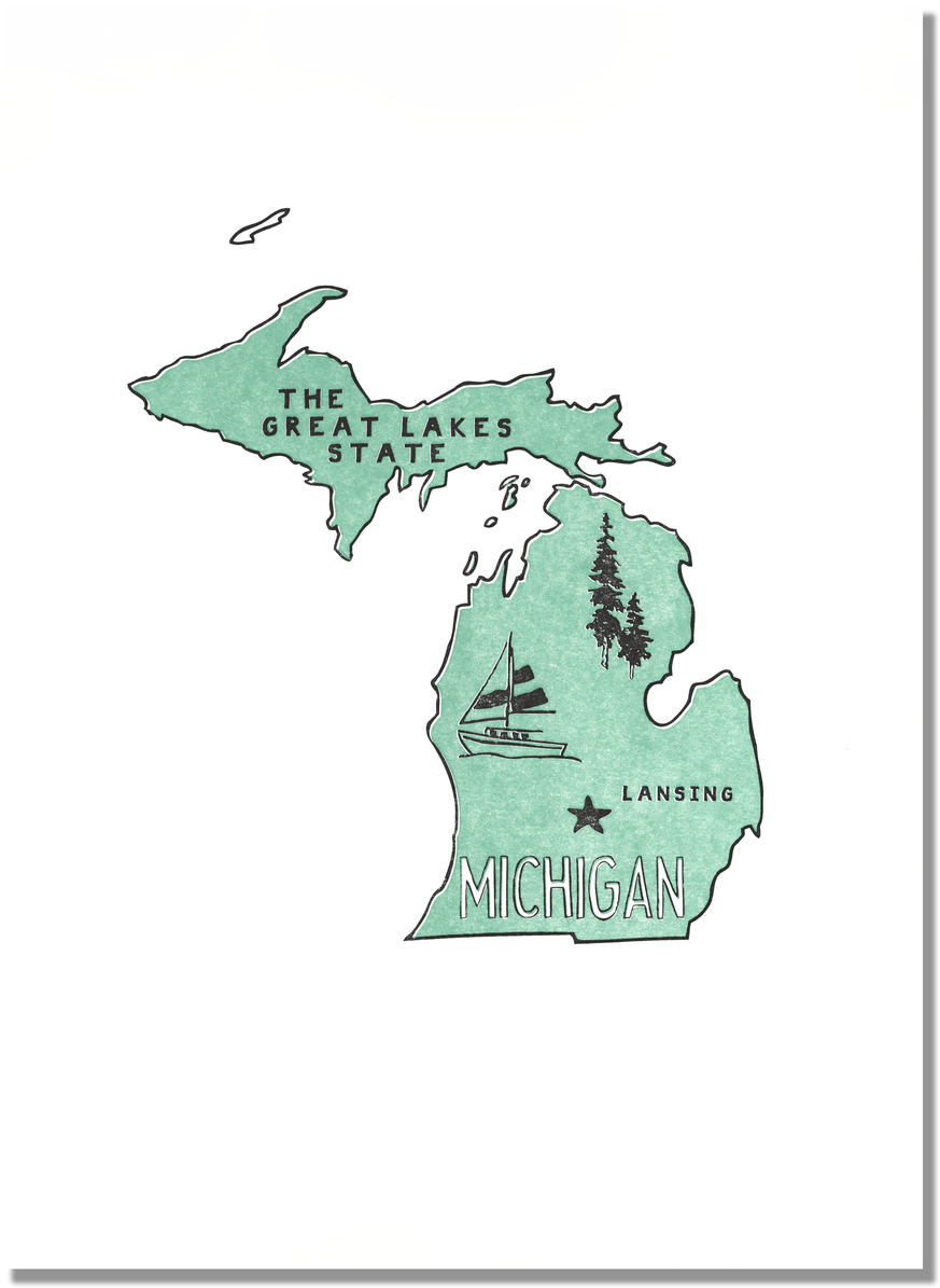 Michigan Great Lakes State Illustration PNG