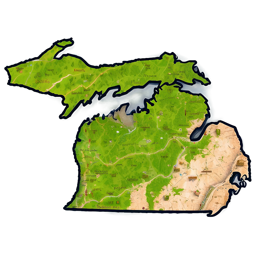 Michigan State Map Edge Png 06262024 PNG