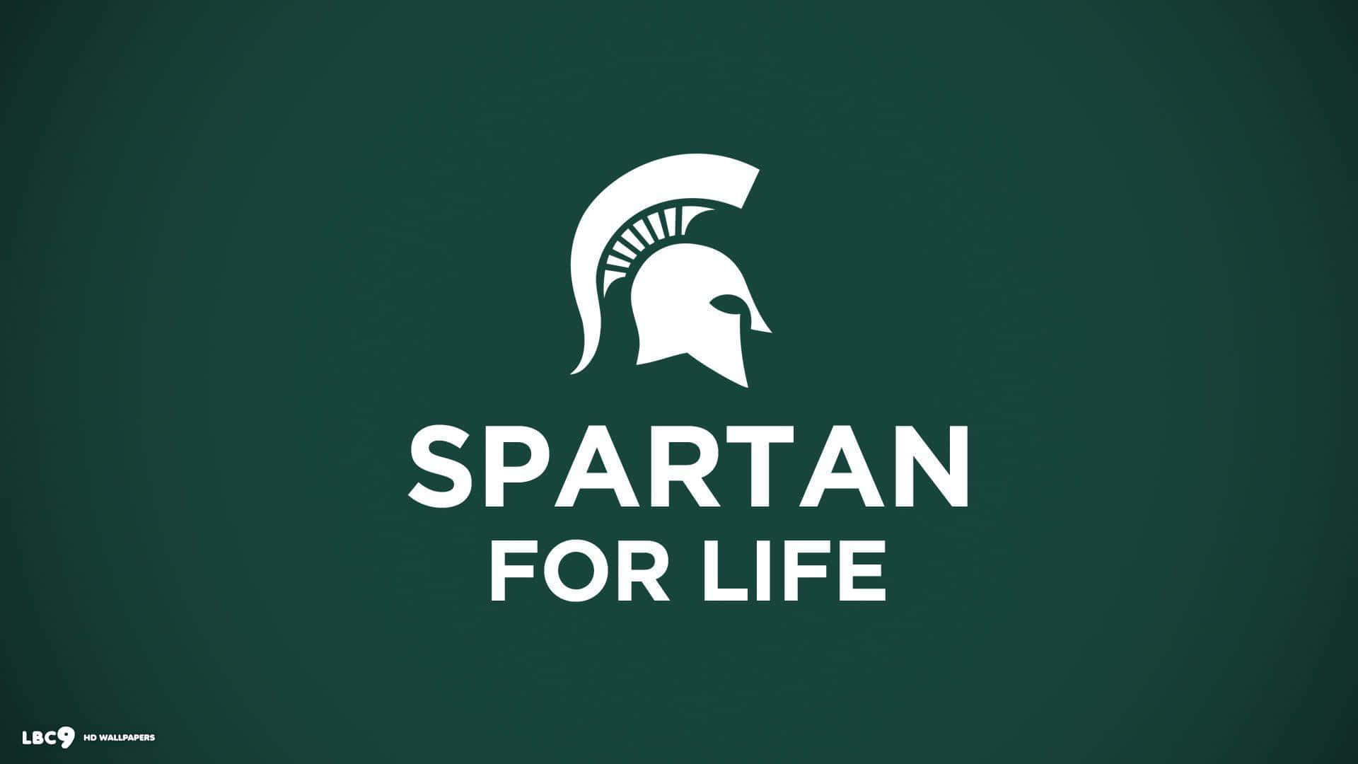 Spartanfürs Leben Logo Auf Grünem Hintergrund Wallpaper