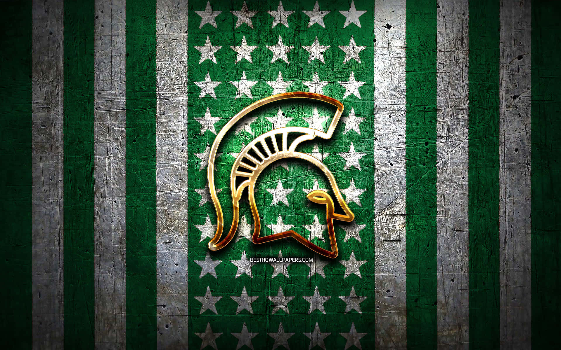 Fondorayado Con El Logo Dorado De Los Michigan State Spartans Fondo de pantalla