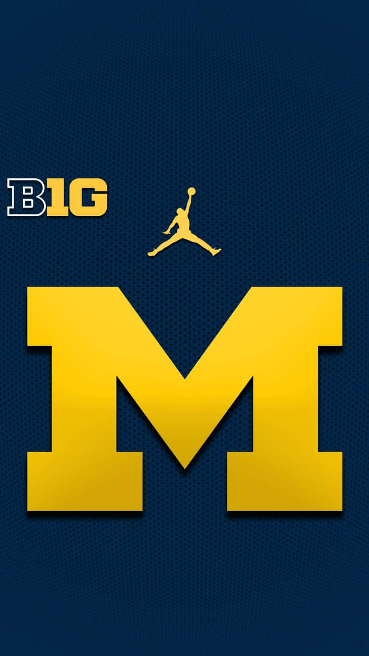 Michigan Wolverines Logo on Blue Background Wallpaper