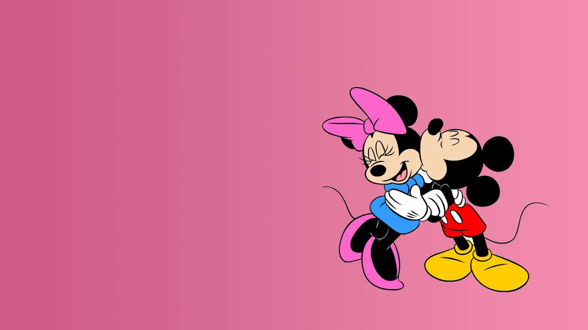 Disney'smickey Och Minnie Mus Möts I En Öm Stund.