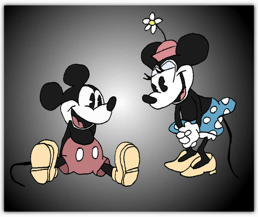 Mickeyy Minnie Mouse Comparten Un Momento Romántico.