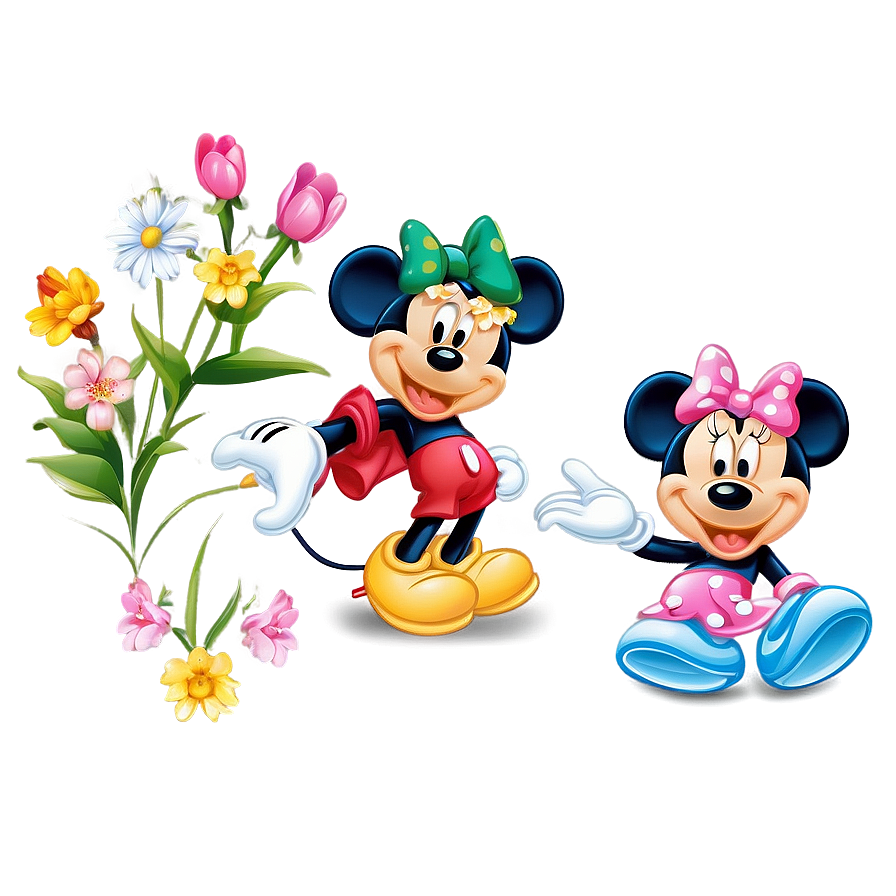 Mickey And Minnie Springtime Png 06122024 PNG