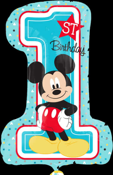 Mickey First Birthday Balloon Design PNG