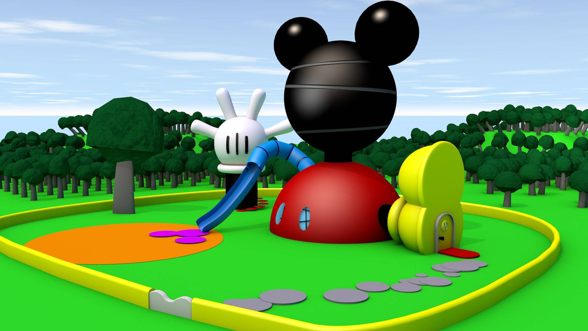 Mickey Mouse Clubhouse Green Lot Wallpaper