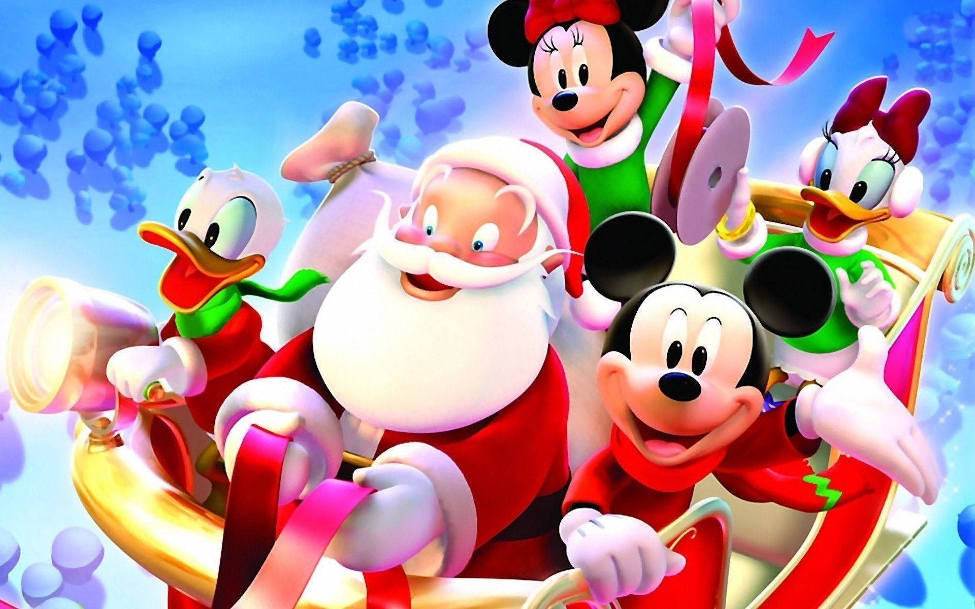 Mickey Mouse Clubhouse With Santa Claus Wallpaper
