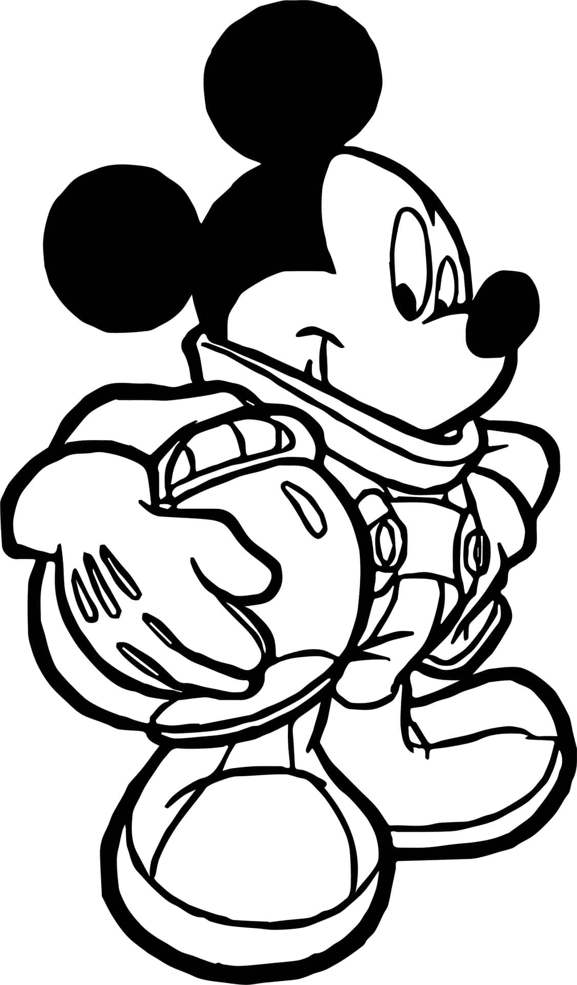 Färgläggdin Favorit Disney-figur Med Denna Mickey Mouse Färgläggningssida.