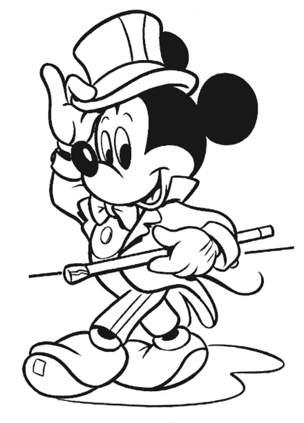 Mickey Mouse In A Top Hat Coloring Pages