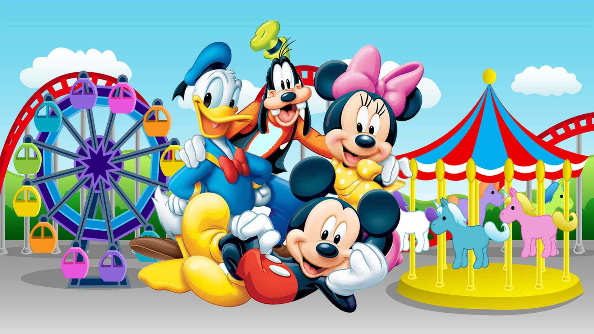 Colorful Mickey Mouse Desktop Scene Wallpaper