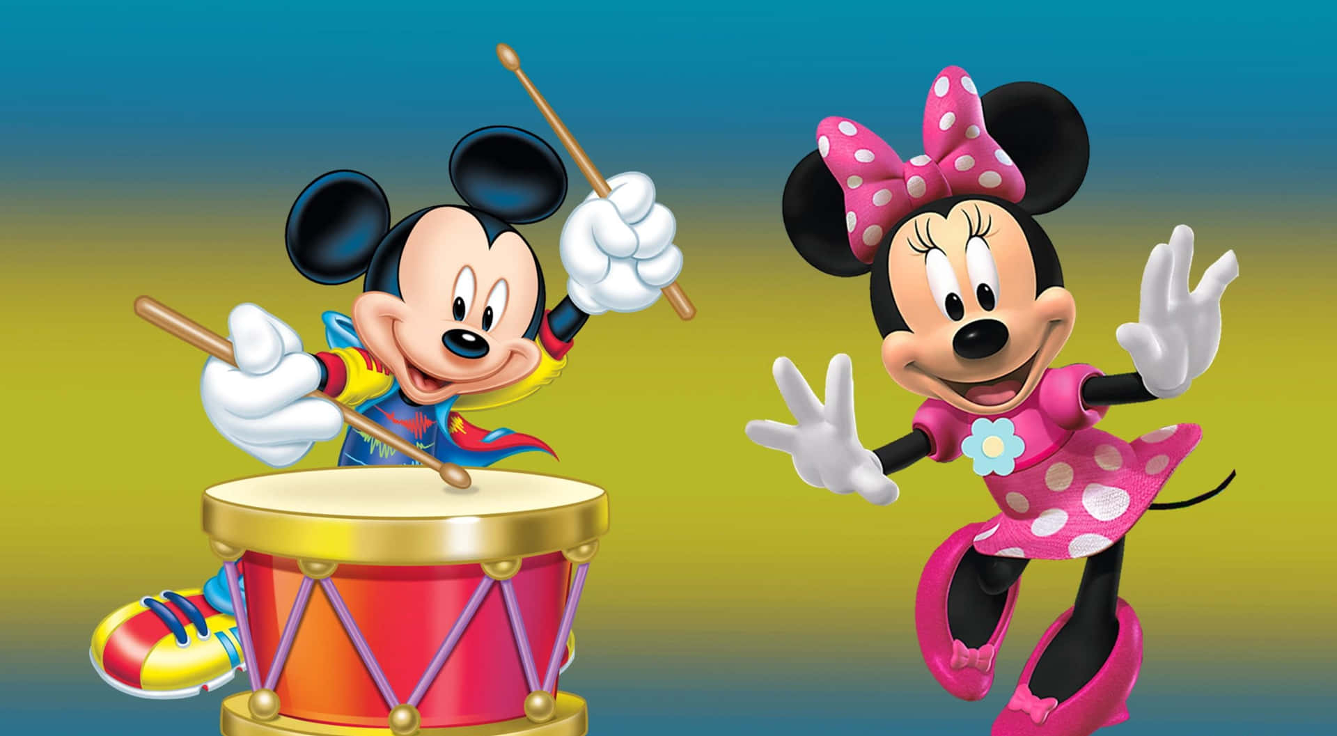 Mickey Mouse Desktop Drums Wallpaper