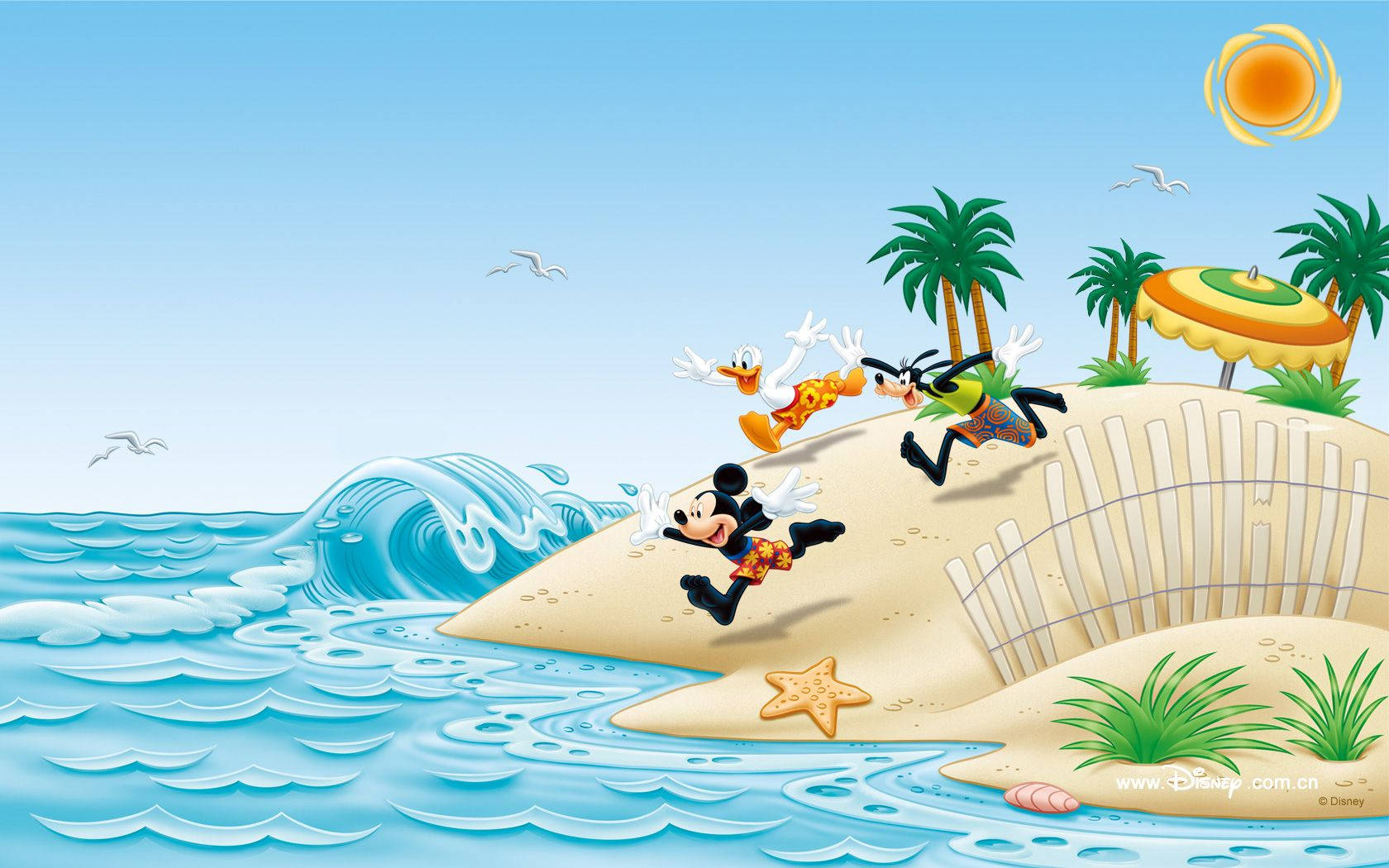 Mickey Mouse Disney Beach Wallpaper
