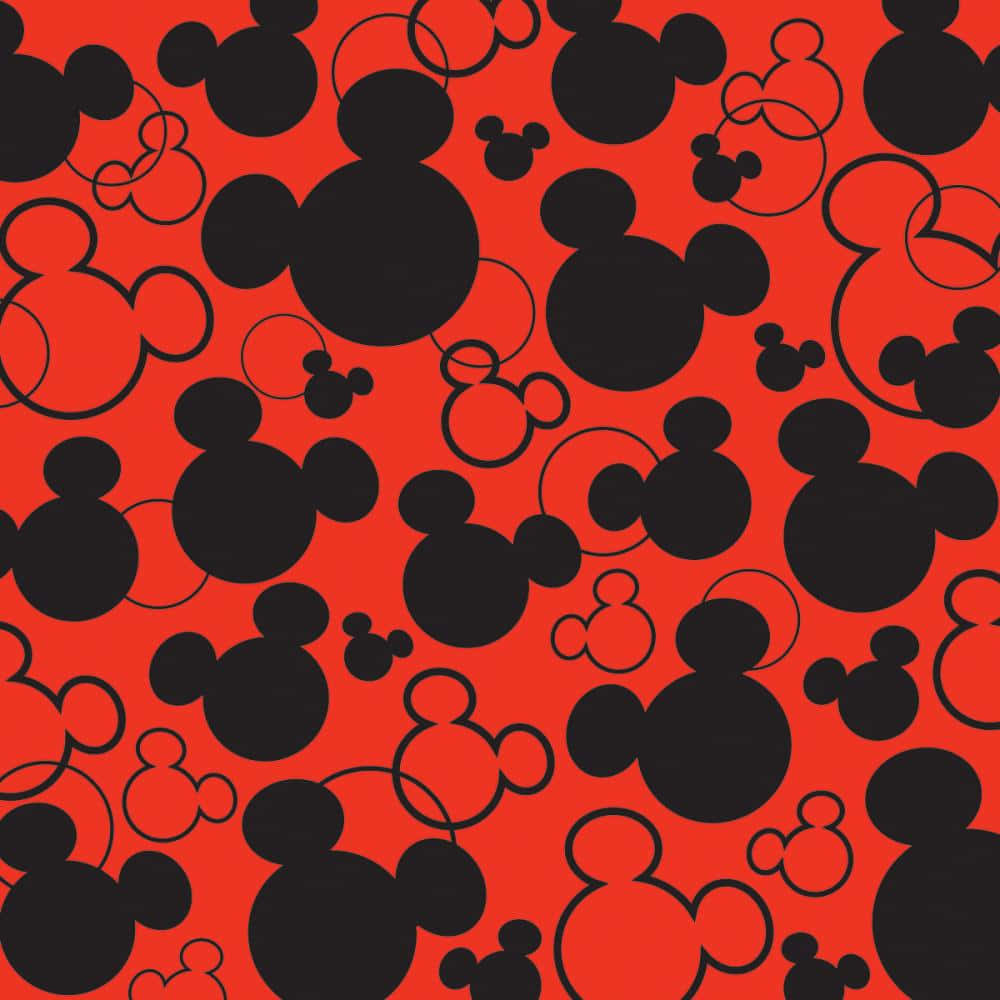 Orejasde Mickey Mouse En Tema Negro Y Rojo. Fondo de pantalla