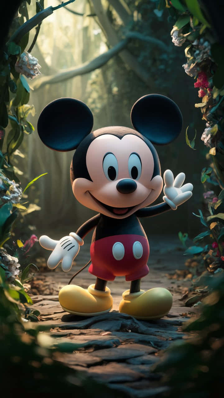 Mickey Mouse Enchanted Garden Path Wallpaper