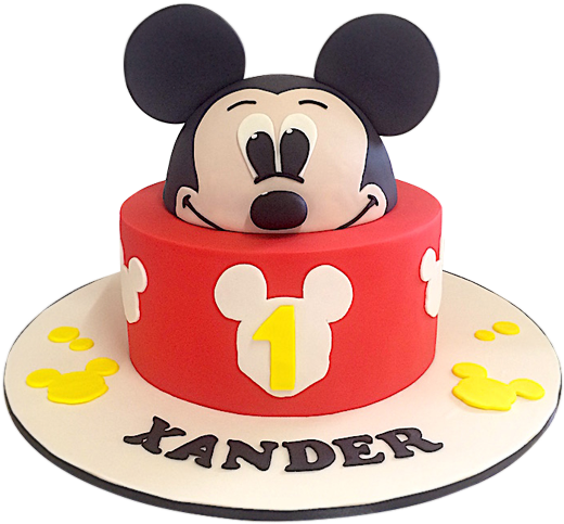 Mickey Mouse First Birthday Cake PNG