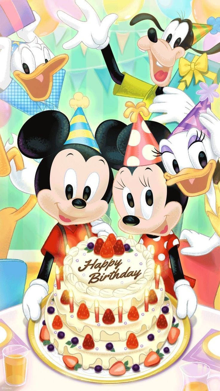 Mickey Mouse Fruit Birthday Cake Wallpaper
