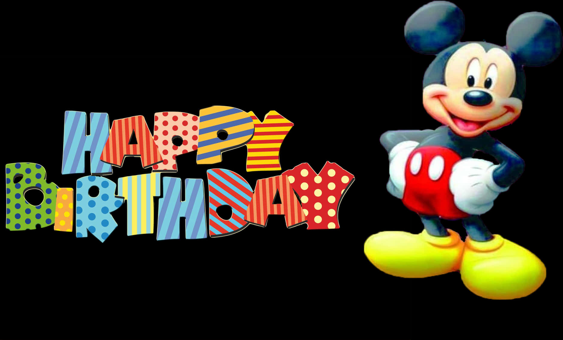 Mickey Mouse Happy Birthday Greeting PNG