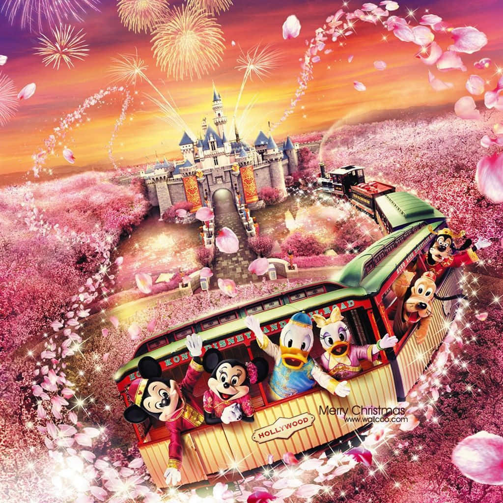 Mickey Mouse Happy New Year Train Wallpaper