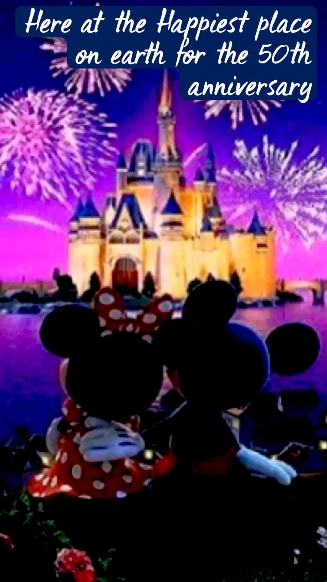 Felizaño Nuevo De Mickey Mouse En El Castillo De Disney. Fondo de pantalla