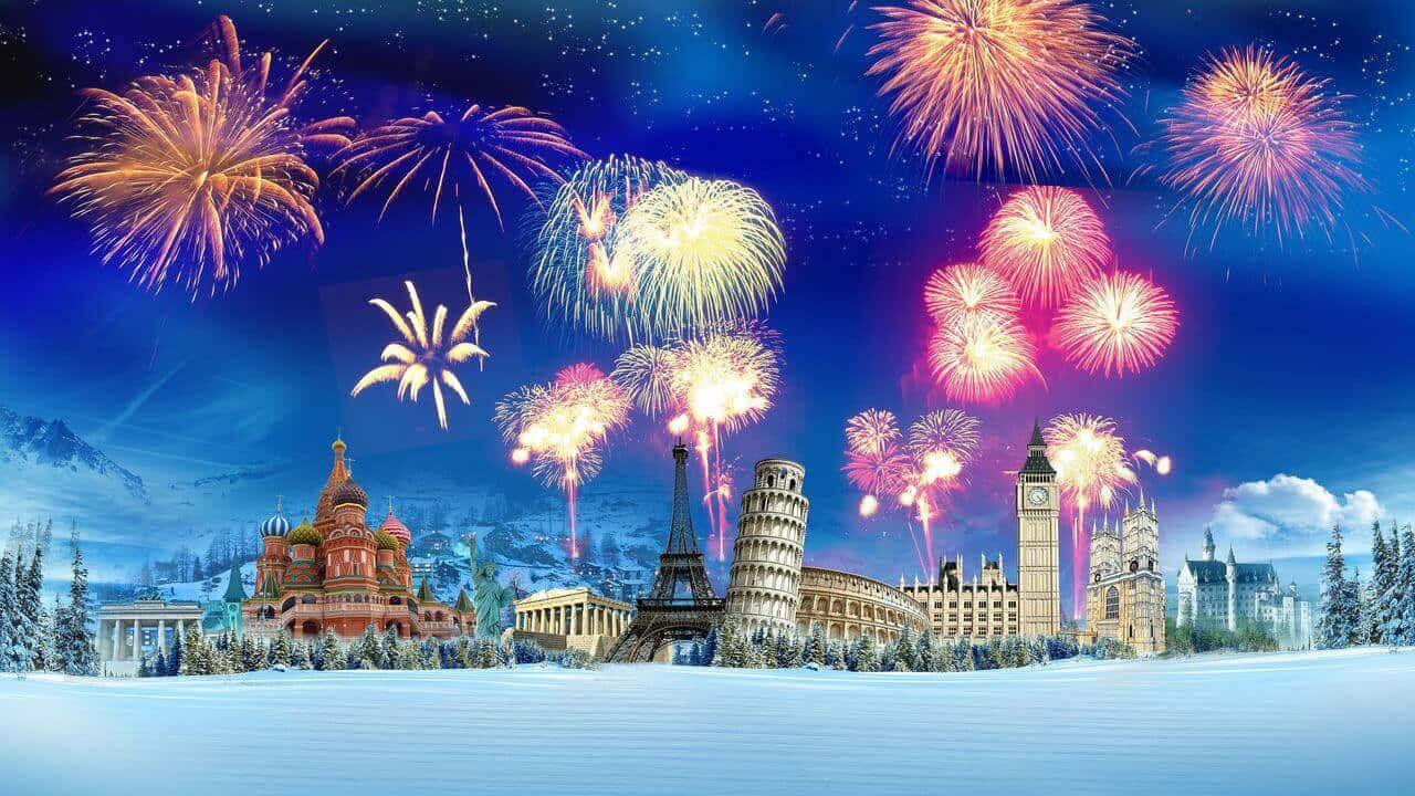 Say hello to 2021 with Mickey Mouse and a festive Happy New Year message! Wallpaper