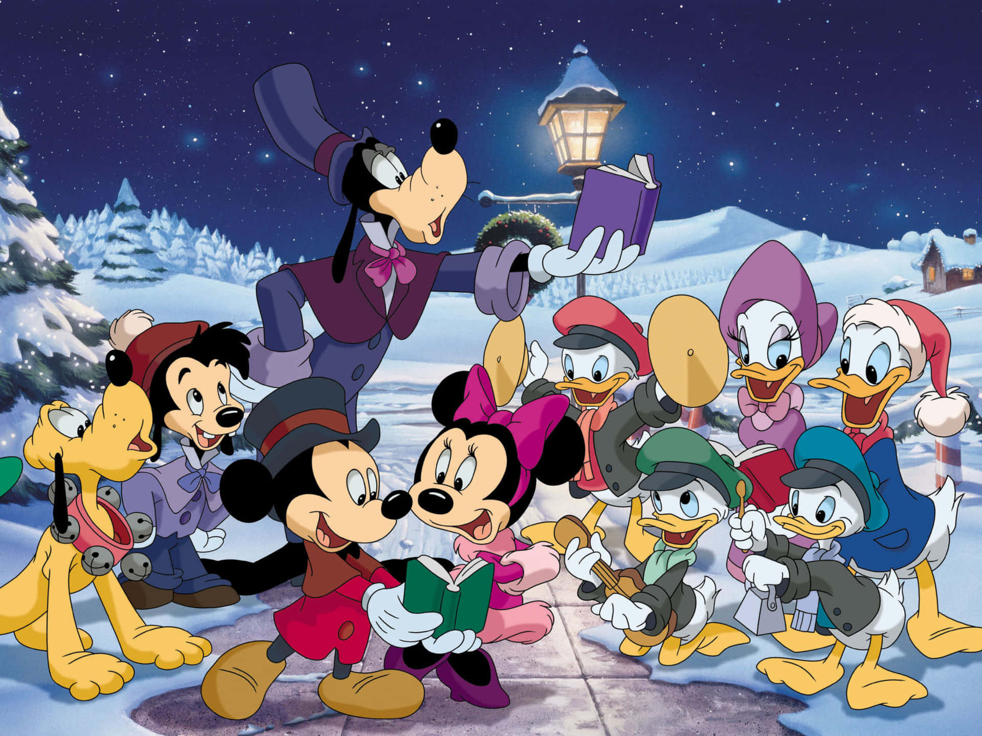 Mickey Mouse Happy New Year With Friends Wallpaper