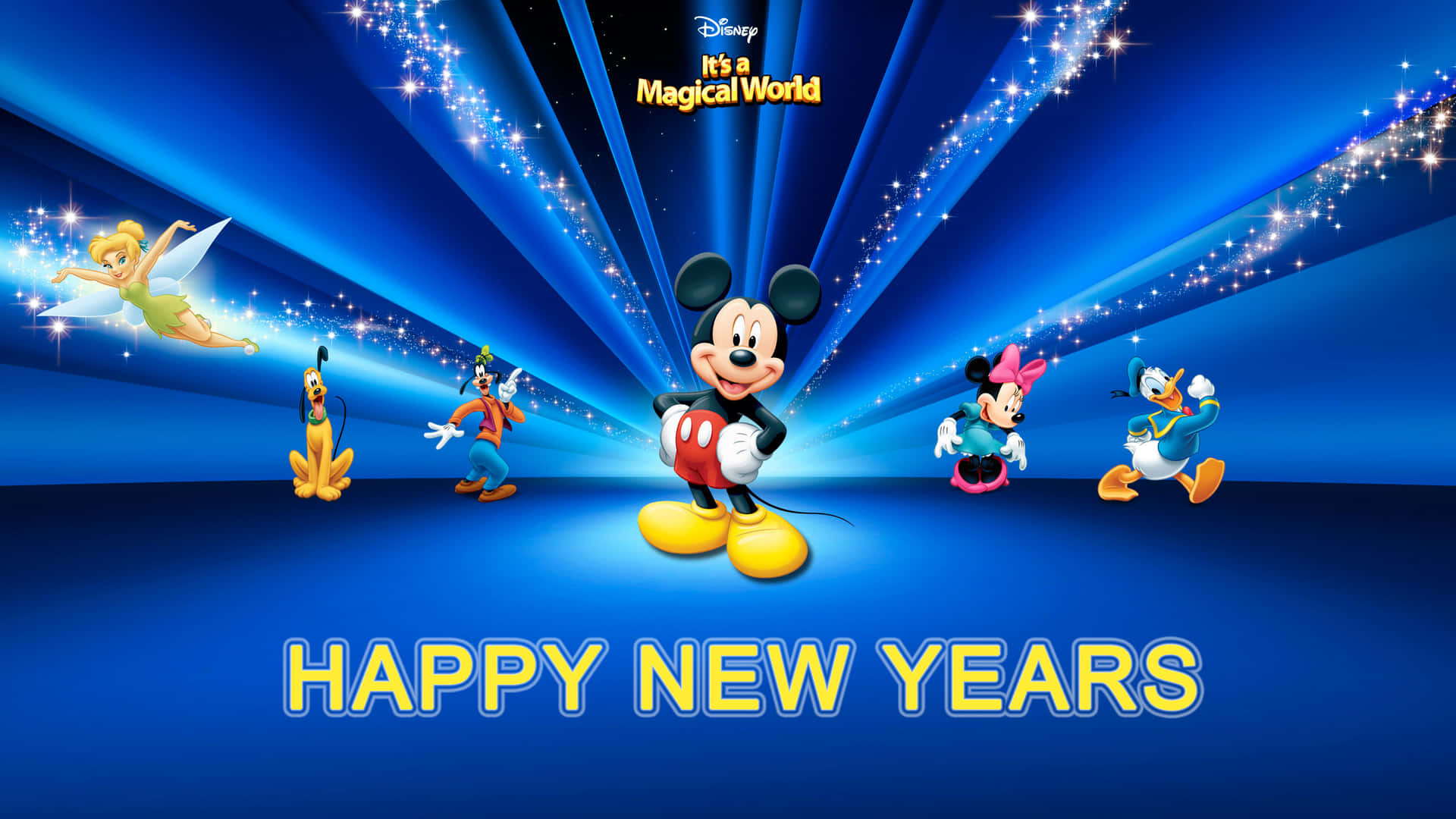 Mickey Mouse Happy New Year Magical Blue Wallpaper