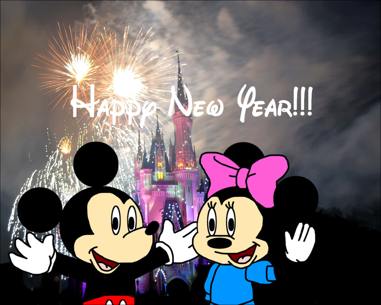 Mickey Mouse Happy New Year Celebration Wallpaper