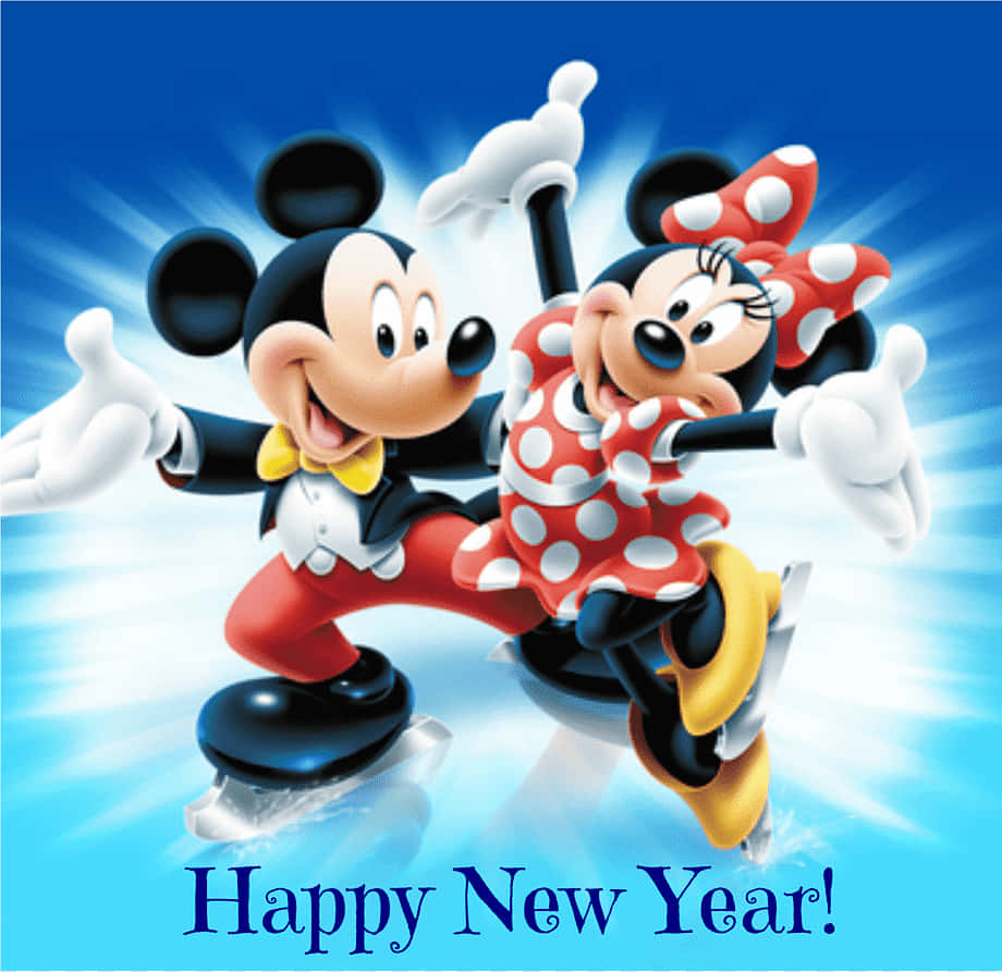 Minnieund Mickey Mouse Frohes Neues Jahr. Wallpaper