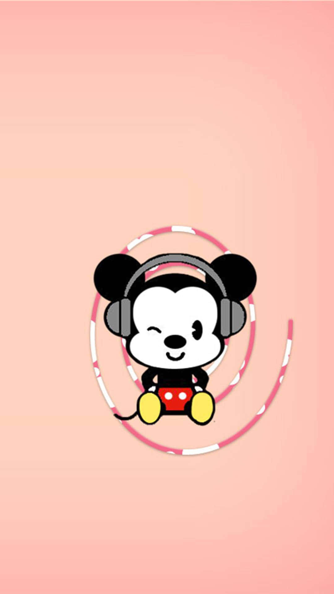 Mickey Mouse Headphones Aesthetic Wallpaper Wallpaper