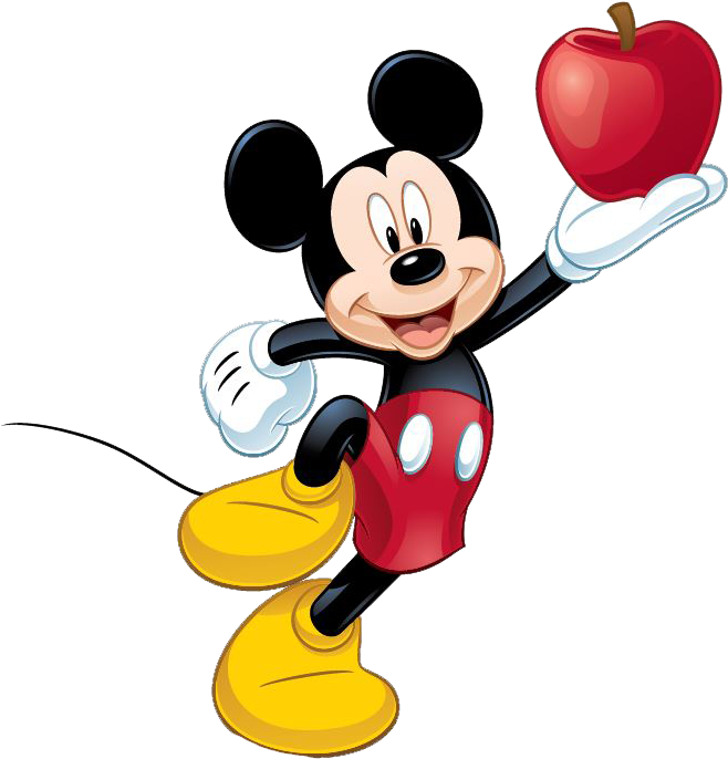 Mickey Mouse Holding Apple PNG