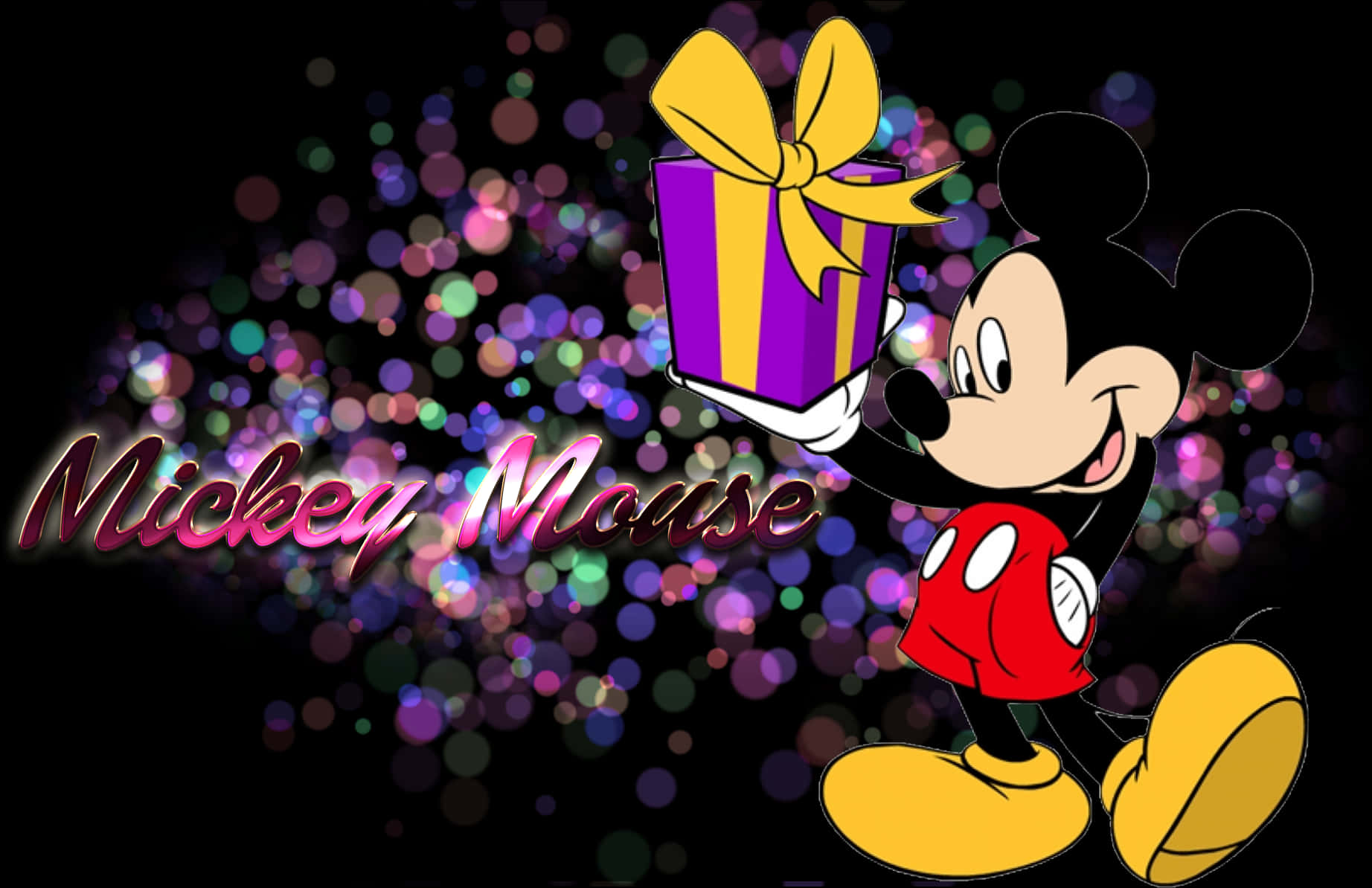 Download Mickey Mouse Holding Gift | Wallpapers.com