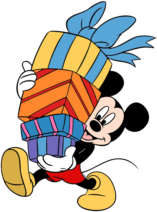 Mickey Mouse Holding Gifts PNG