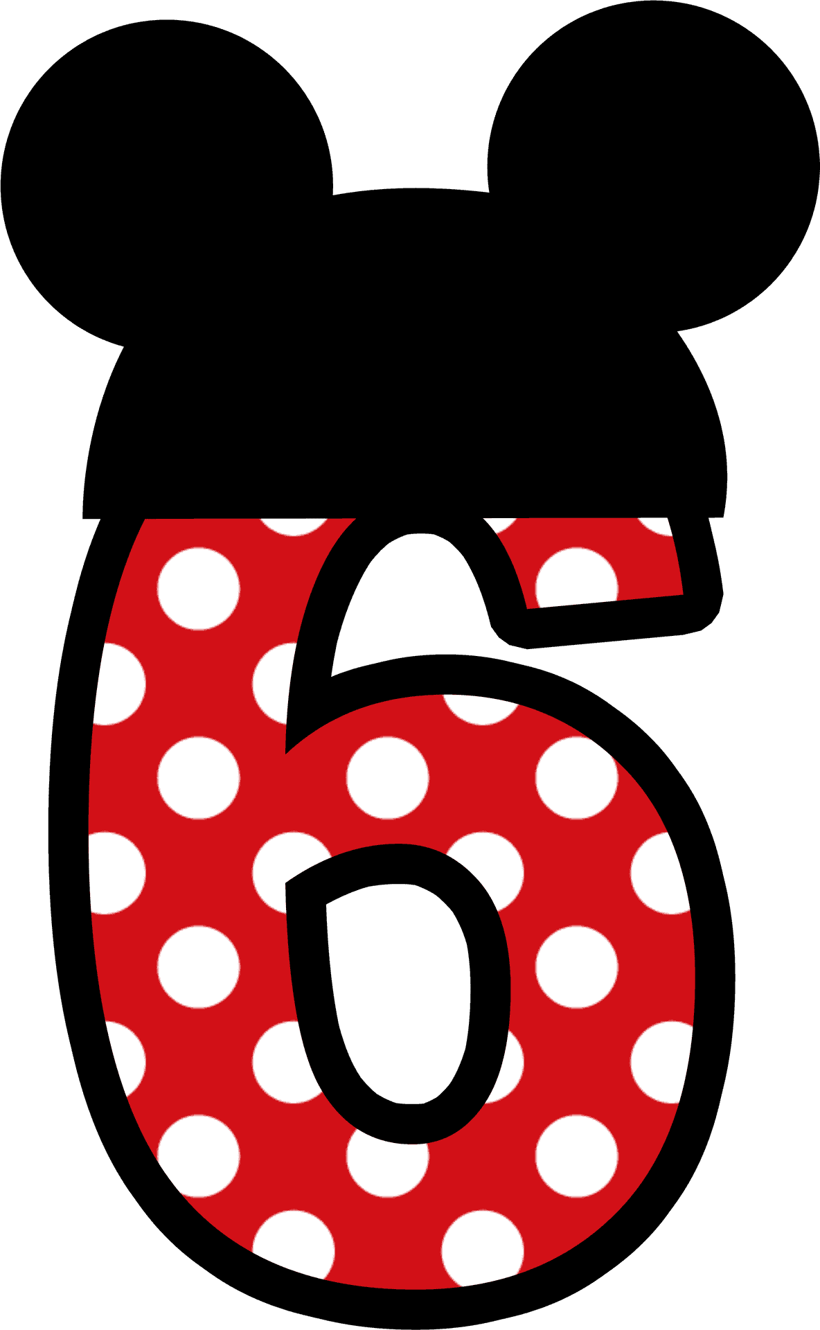Mickey Mouse Inspired Number6 PNG