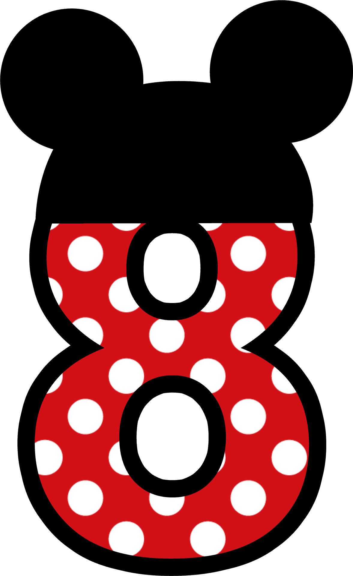 Mickey Mouse Inspired Number8 PNG