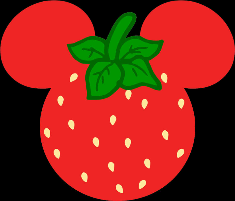 Mickey Mouse Inspired Strawberry Graphic PNG