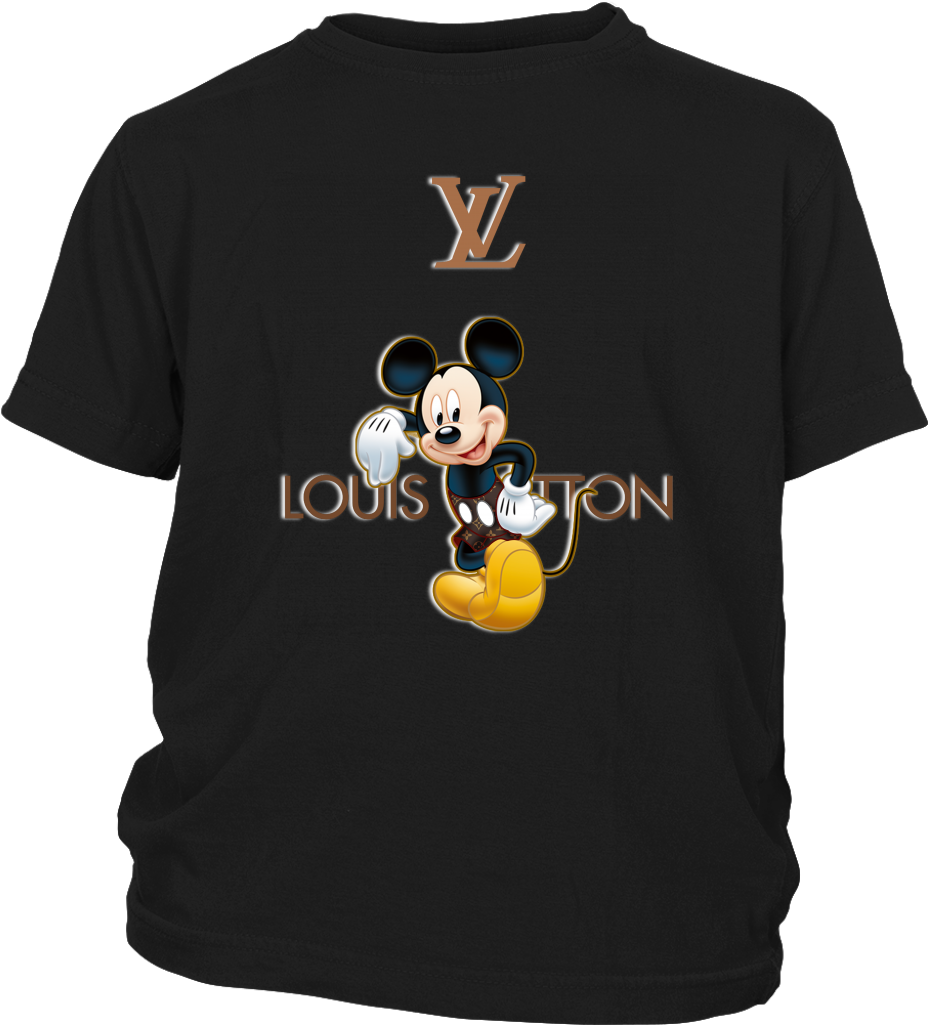 Mickey Mouse Louis Vuitton Black Shirt PNG