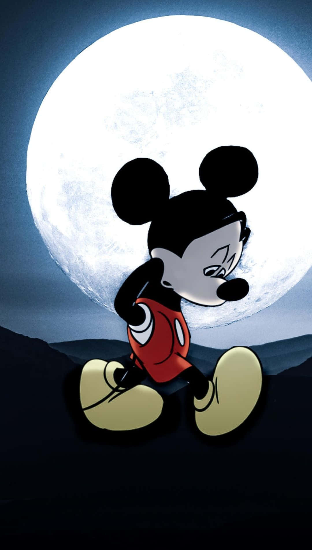 Mickey Mouse Moonlight Silhouette Wallpaper